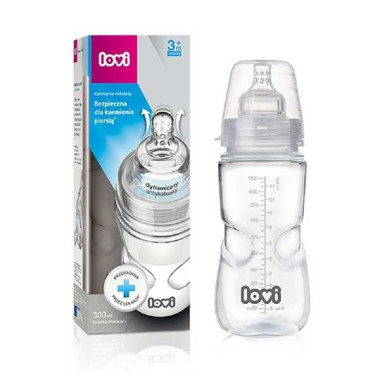 Biberón Tetina Dinámica 150 ml + Chupete 0-3m.  Lovi