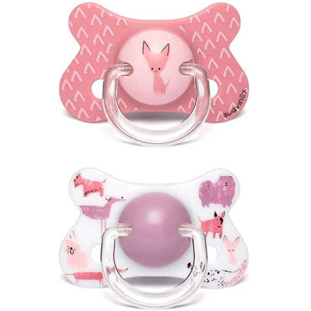Chupete fusión. Tetina fisiológica (+18 meses) 2 unidades. Perros rosa. Suavinex