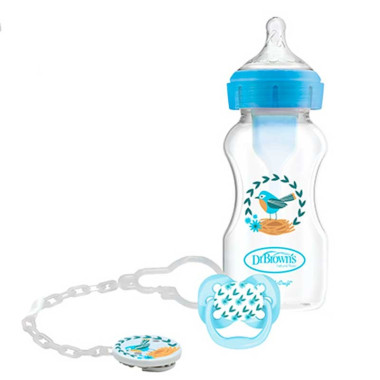 Biberón Anticólico Boca Ancha + chupete + broche 270 ml. DrBrown´s