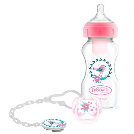 Biberón Anticólico Boca Ancha + chupete + broche 270 ml. DrBrown´s