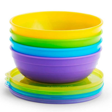 Pack cuencos con tapas y cucharas 10 piezas . Munchkin