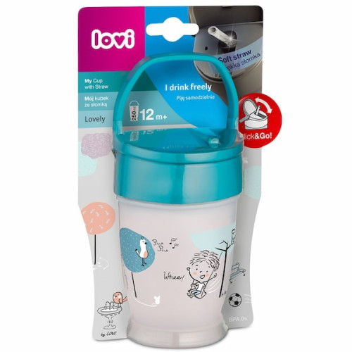 Vaso con Pajita Click&Go Lovely Boy 250ml. LOVI