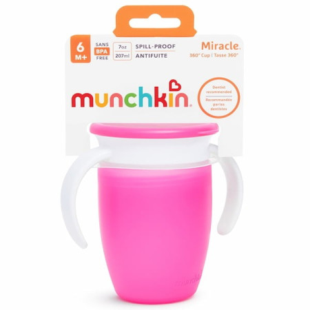 Taza antigoteo Miracle 360º con asas y tapa 200ml. Munchkin