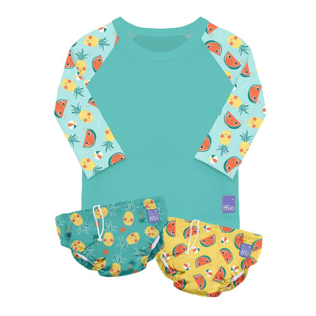 Set camiseta de protección solar + 2 pañal bañador Tropical. Bambino