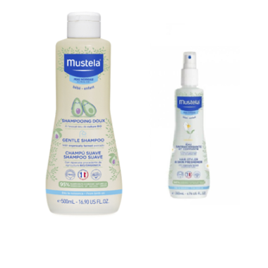 Duplo Champú suave bebe + Agua de peinar . Mustela