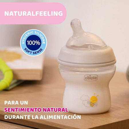 Biberón Natural Feeling anticólico silicona 250 ml. Chicco
