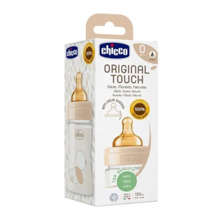 Biberón Original Touch Látex anticólico vidrio. Chicco