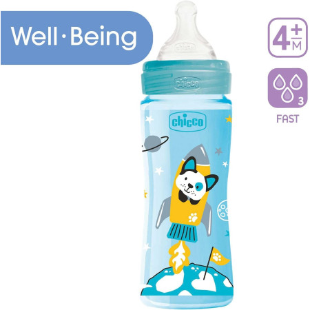 Biberón Well Being silicona anticólico 330 ml. Chicco