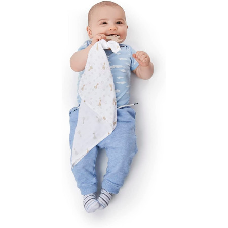 Anillo de dentición 100% Hevea natural + Muselina 40x40. Sophie la Girafe