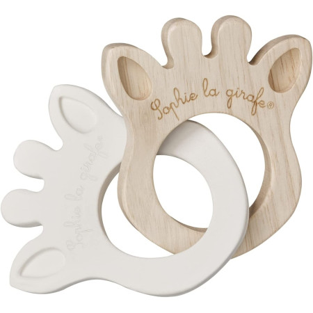 Mordedor anillo silueta caucho&madera. Sophie la girafe
