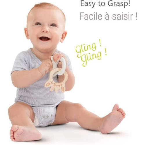 Mordedor anillo silueta caucho&madera. Sophie la girafe