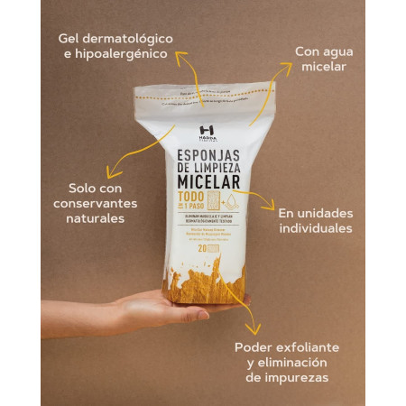 Esponjas de espuma micelar facial desmaquillante diaria (20 ud)