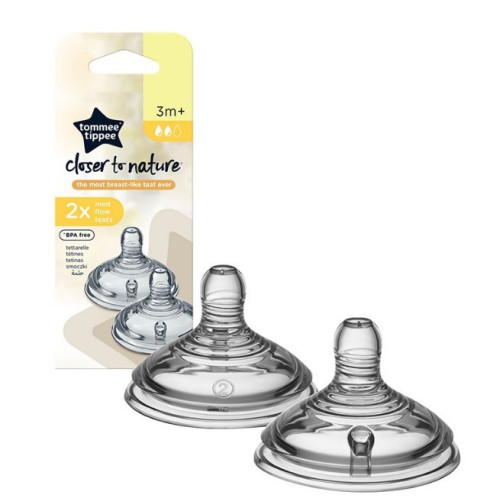 Pack de 2 Tetinas Closer to Nature flujo lento. Tommee Tippee