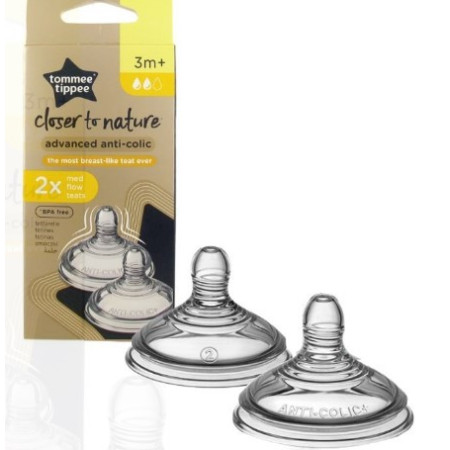 Pack de 2 Tetinas Closer to Nature Anti-colic. Tommee Tippee