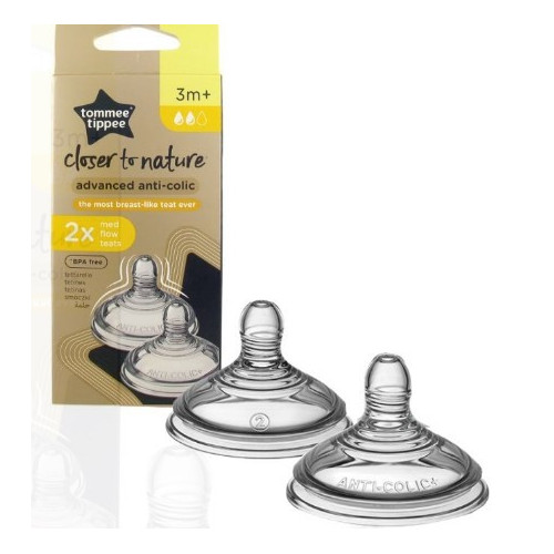 Pack de 2 Tetinas Closer to Nature Anti-colic. Tommee Tippee