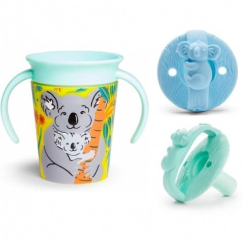 Taza antigoteo Miracle 360º WildLove + 2 chupetes silicona gratis. Munchkin.