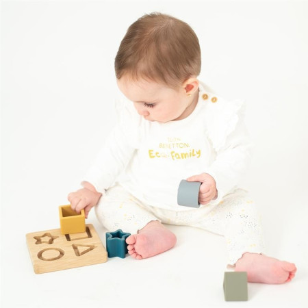 Puzzle madera bambú y figuras de silicona. Olmitos