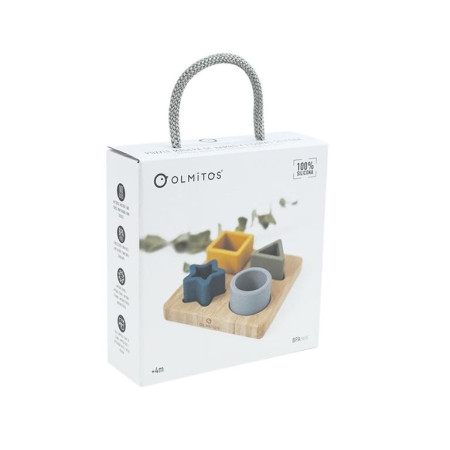 Puzzle madera bambú y figuras de silicona. Olmitos
