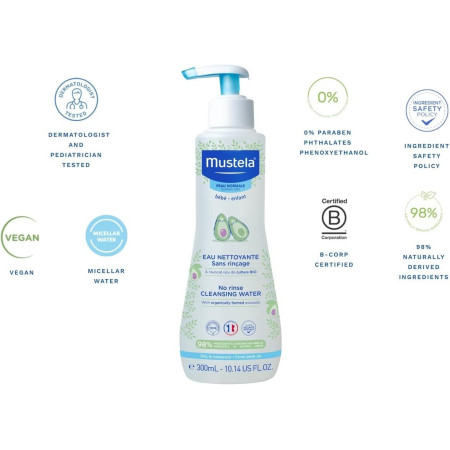 Agua Limpiadora sin aclarado 300 ml.  Mustela