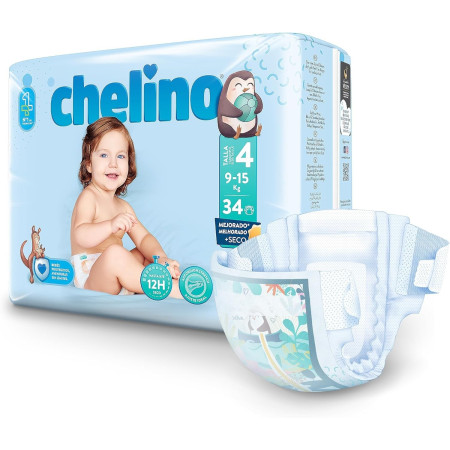 Pañal Chelino Talla 4 (9-15 Kg). Gateo 34 Ud.