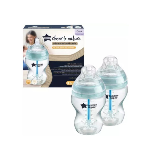 Biberón Duplo Closer to nature Anti-Cólico 260 ml . Tommee Tippee