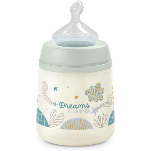 Biberón, Tetina Anatómica de Silicona, Anticólico, Flujo Medio 150ml (0-6). Suavinex