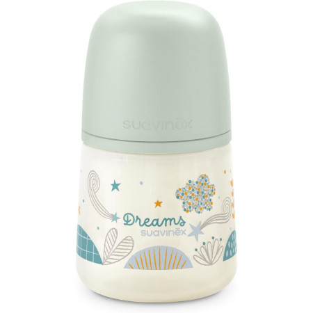 Biberón, Tetina Anatómica de Silicona, Anticólico, Flujo Medio 150ml (0-6). Suavinex