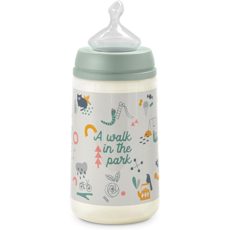 Biberón, Tetina Anatómica de Silicona, Anticólico, Flujo Medio 270ml (0-6). Suavinex