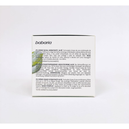 Crema facial hidratante con Aloe Vera 24H. Babaria