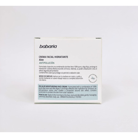 Crema facial hidratante con Aloe Vera 24H. Babaria