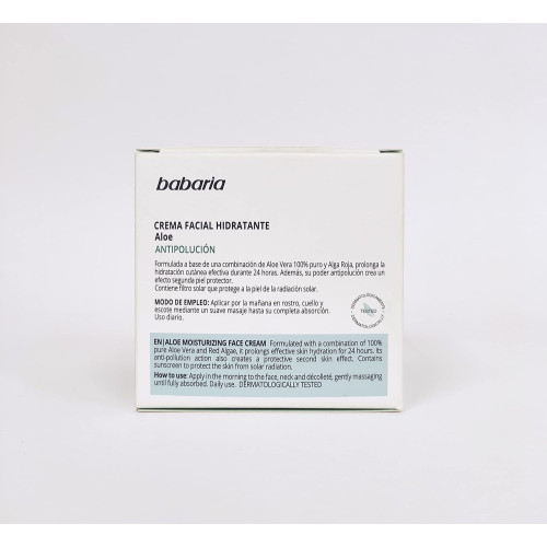 Crema facial hidratante con Aloe Vera 24H. Babaria