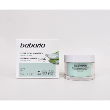 Crema facial hidratante con Aloe Vera 24H. Babaria