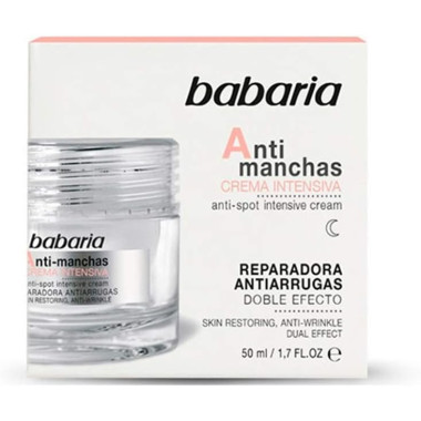 Crema cuidado facial anti manchas y reparadora antiarrugas noche 50ml. Babaria