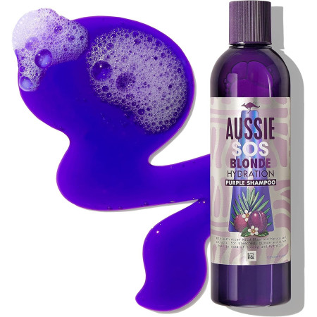 Champú SOS Blonde Para Pelo Rubio, Con Mechas O Decolorado, Reflejos Rubios, 490 ml. Aussie