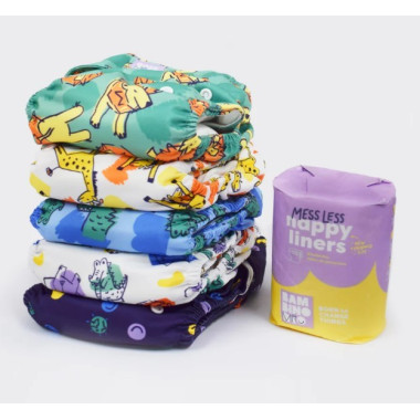 Pack Give-it-a-go. (5 pañales reutilizables + 100 forros vegetales). Bambino Mio