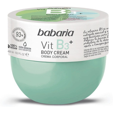 Crema Corporal con VitaminaB3+, tarro 400ml. Babaria