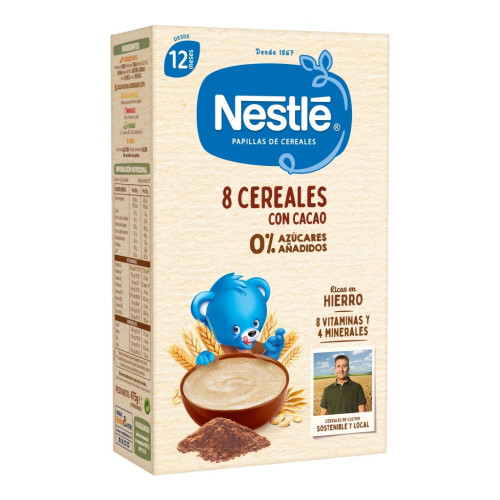 Papilla 8 cereales con cacao, formato ahorro. Nestlé
