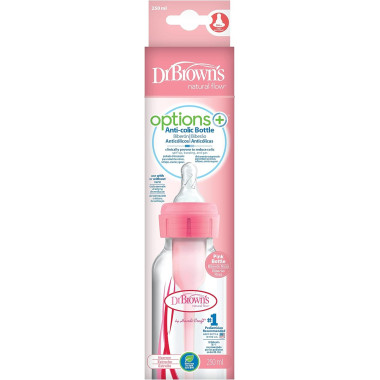 Biberón Options Boca Estrecha Rosa 250 ml. Dr. Brown
