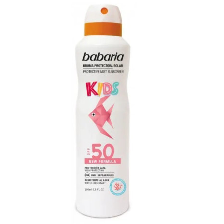 Spray protección solar Infantil SPF50+, bruma invisible kids 200ml. Babaria