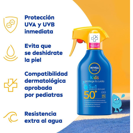 Leche solar infantil SPF 50+ SUN KIDS pistola (270ml). Nivea