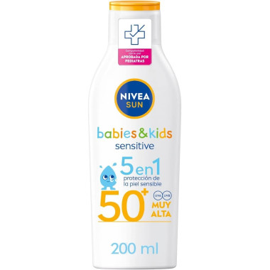 Leche solar infantil piel sensible SPF 50+ (200ml). Nivea