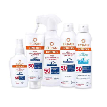 Leche protectora solar infantil para pieles sensibles SPF50+ (100ml). Denenes