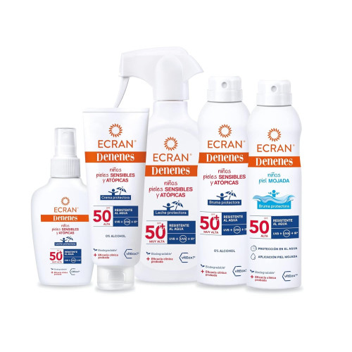 Leche protectora solar infantil para pieles sensibles SPF50+ (100ml). Denenes