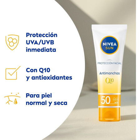Protección facial Antimanchas Antiedad Q10 SPF 50+. Nivea