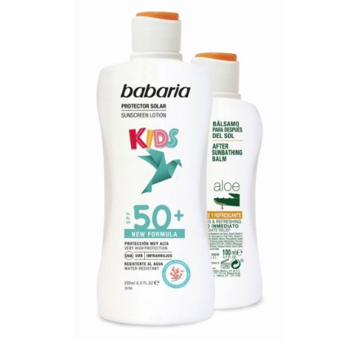 Pack Protección solar alta Kids (200ml )+ After Sun Aloe Vera (100ml). Babaria