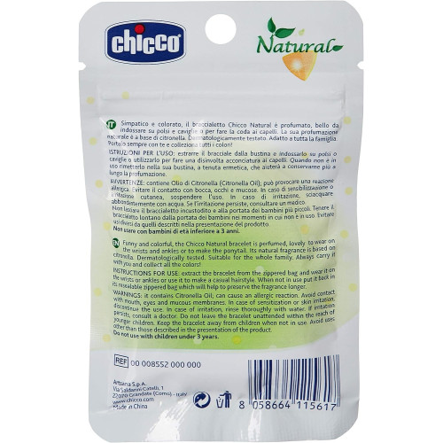 Pulsera silicona perfumada con citronela. Chicco