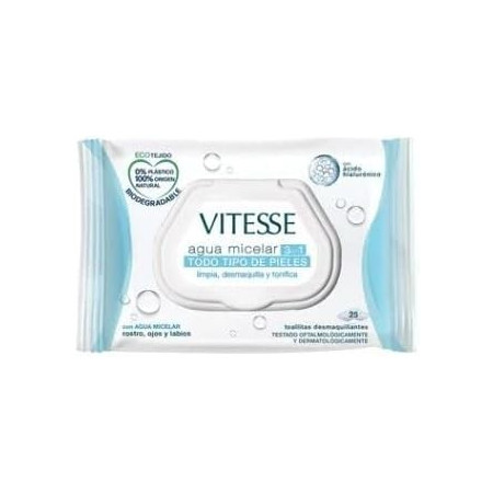 Toallitas desmaquillantes 3 en 1 con agua micelar 25uds. Vitesse