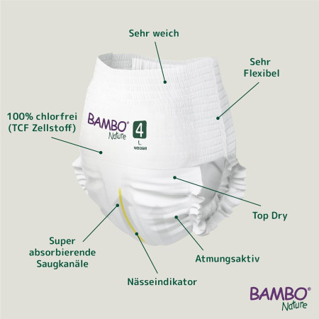 Pañales Pants entrenamiento BAMBO NATURE Talla 4 ( 20 uds)