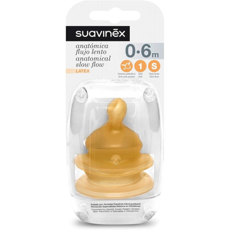 Tetina Anatómica flujo lento latex (0-6) 2 unds. Suavinex