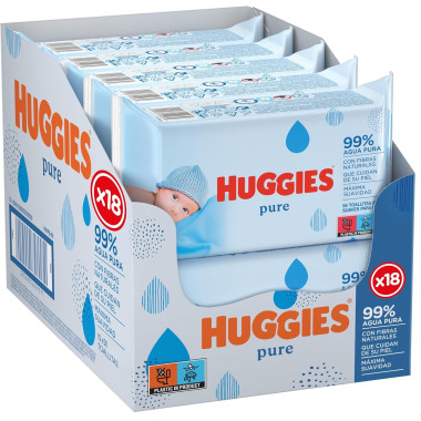 Toallitas Pure 99% agua (18 pack de 56) . Huggies
